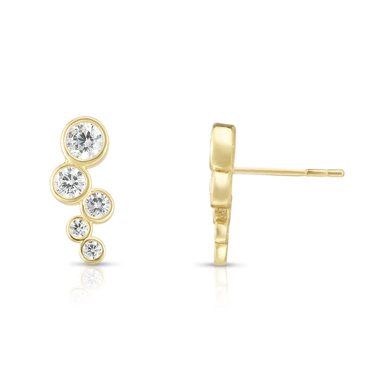 Royal Chain 14K Gold Bezel Set CZ Ear Climber ER8396