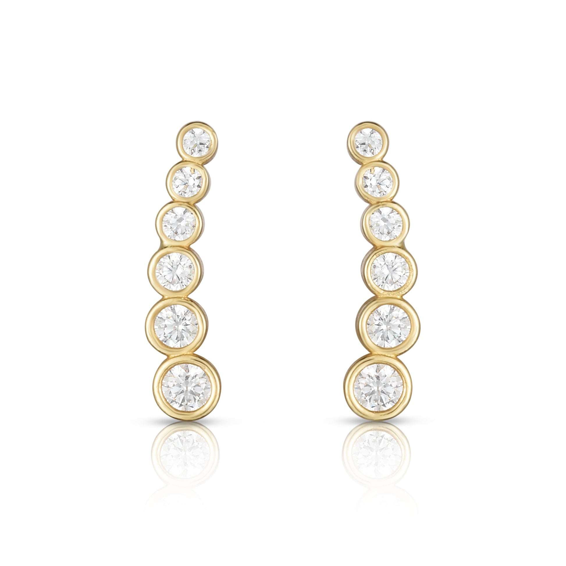 Royal Chain 14K Gold Graduated Round Bezel CZ Ear Climber ER8398