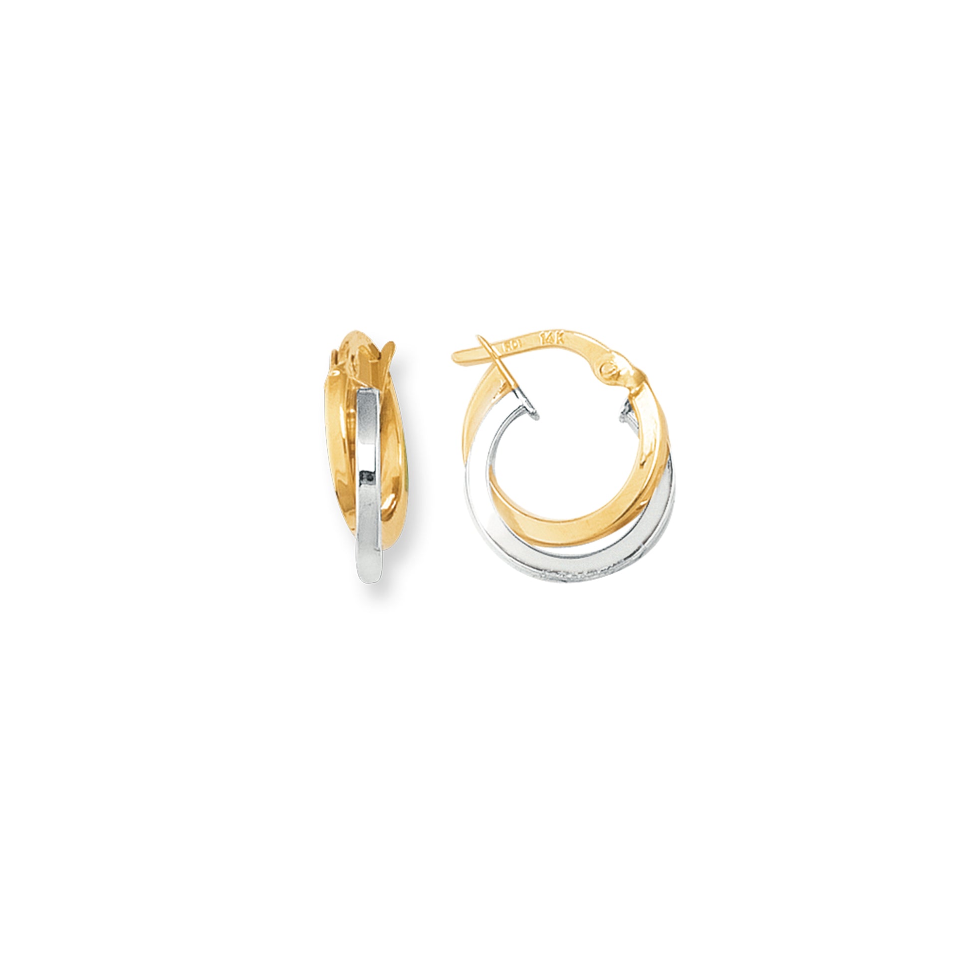 Royal Chain 14K Gold Mini Polished Double Hoop Earring ER861