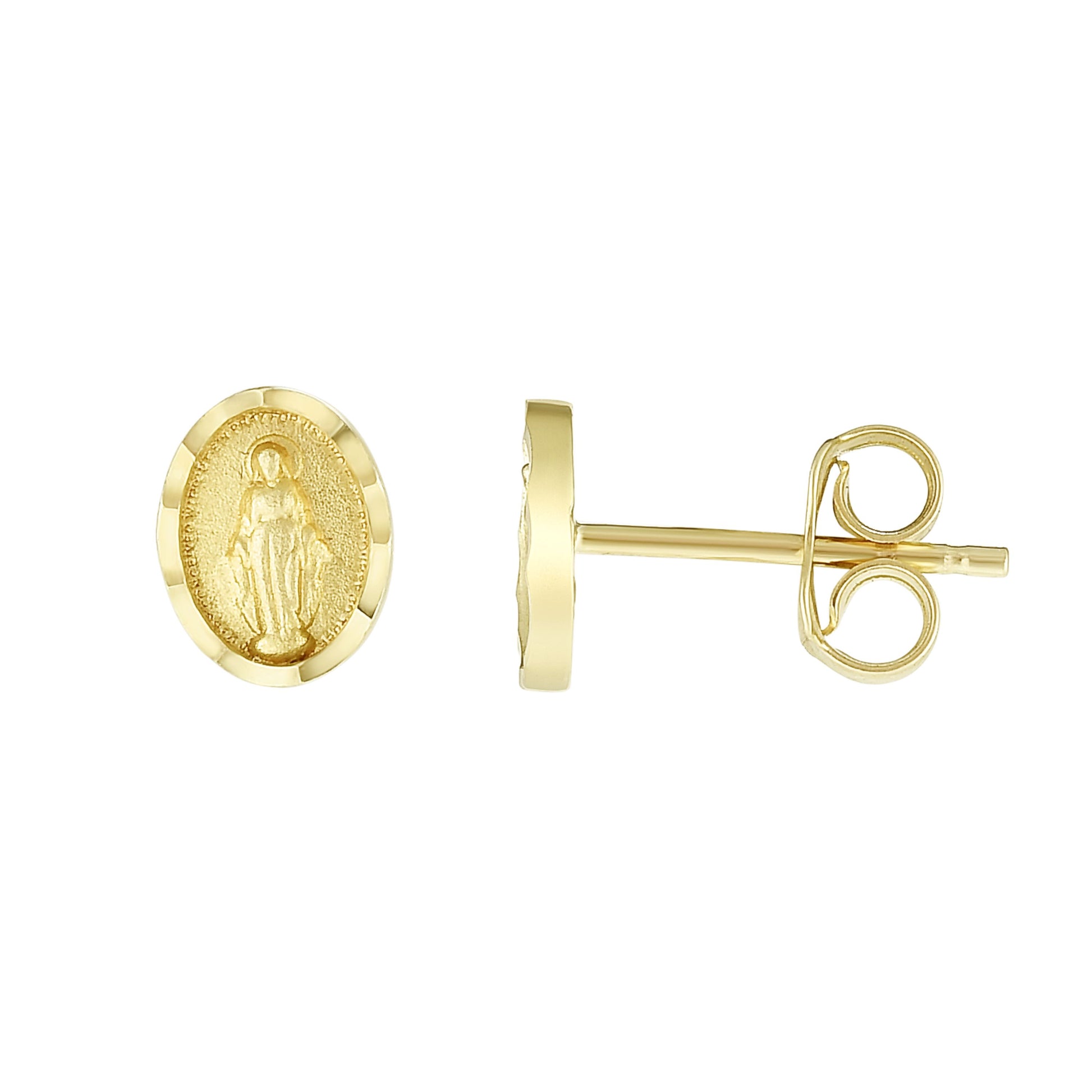 Royal Chain 14K Gold Virgin Mary Stud Earring ER8765