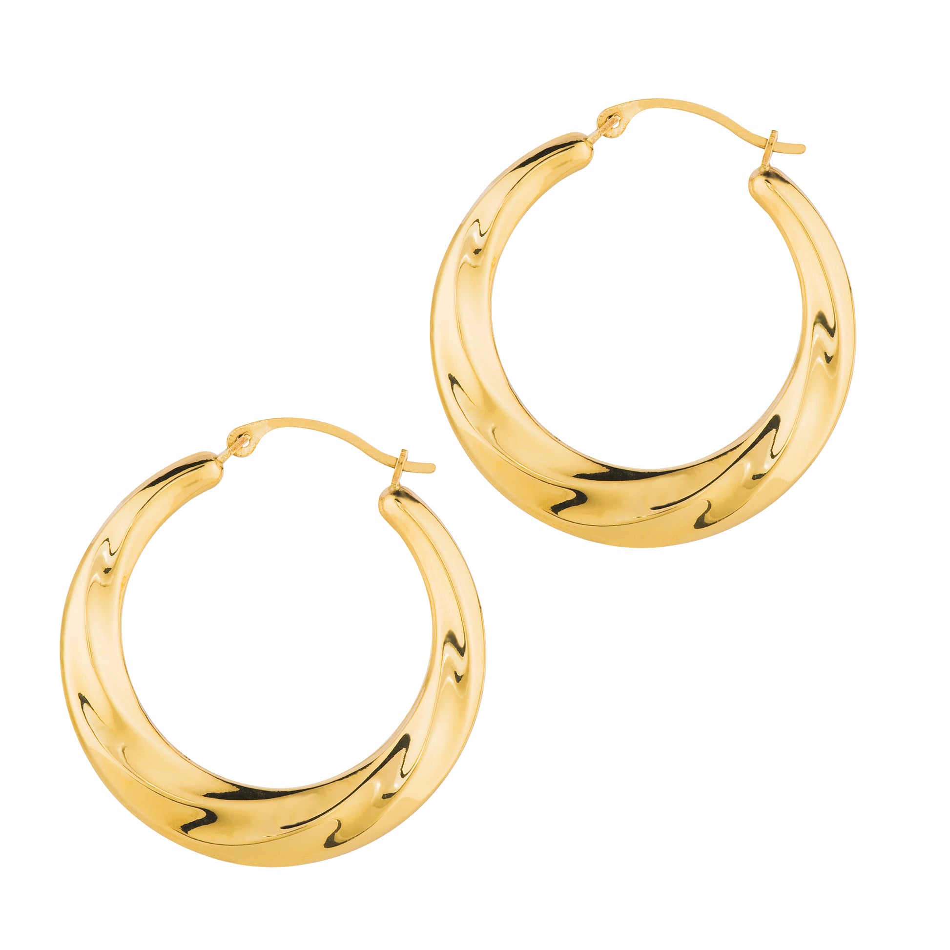 Royal Chain 14K Gold Round Twist Back to Back Hoop Earring ER969