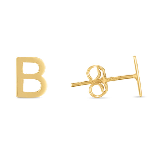 Royal Chain 14K Gold Initial B Stud Earring ERB11192