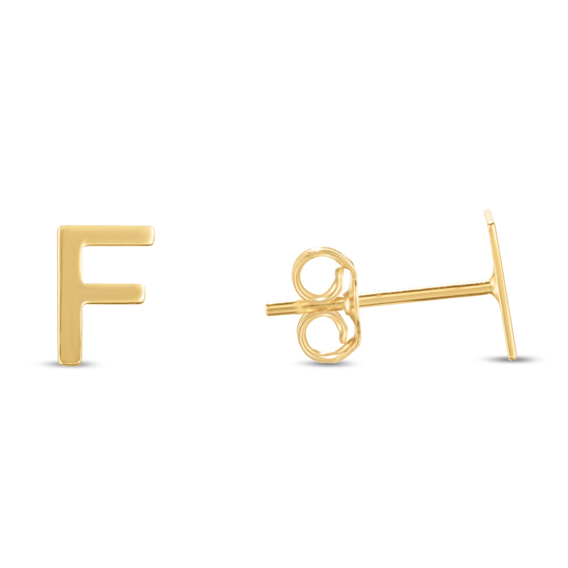 Royal Chain 14K Gold Initial F Stud Earring ERF11192