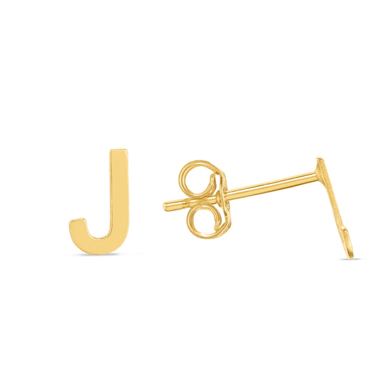 Royal Chain 14K Gold Initial J Stud Earring ERJ11192
