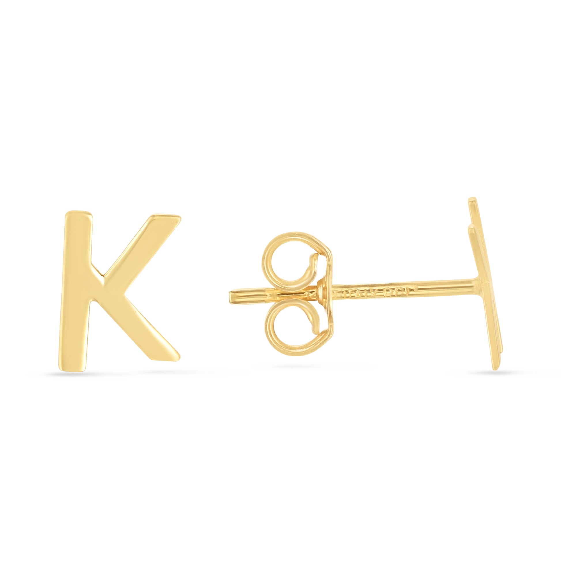 Royal Chain 14K Gold Initial K Stud Earring ERK11192
