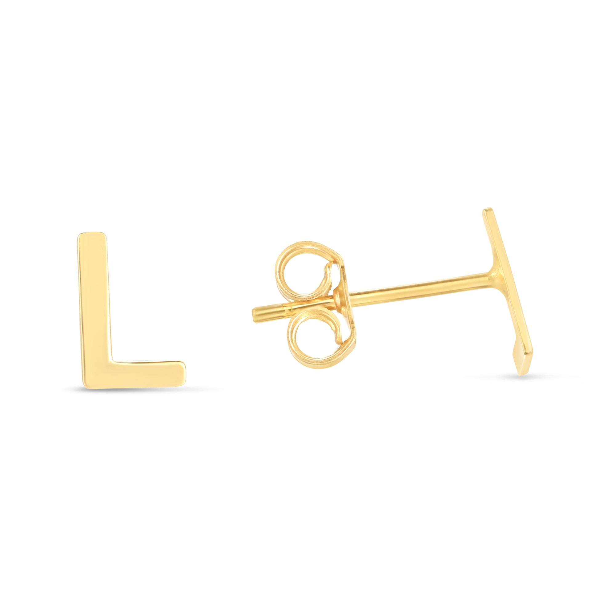 Royal Chain 14K Gold Initial L Stud Earring ERL11192