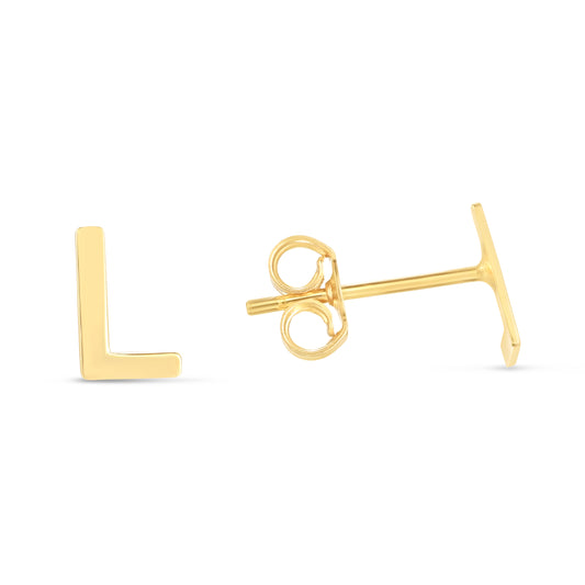 Royal Chain 14K Gold Initial L Stud Earring ERL11192