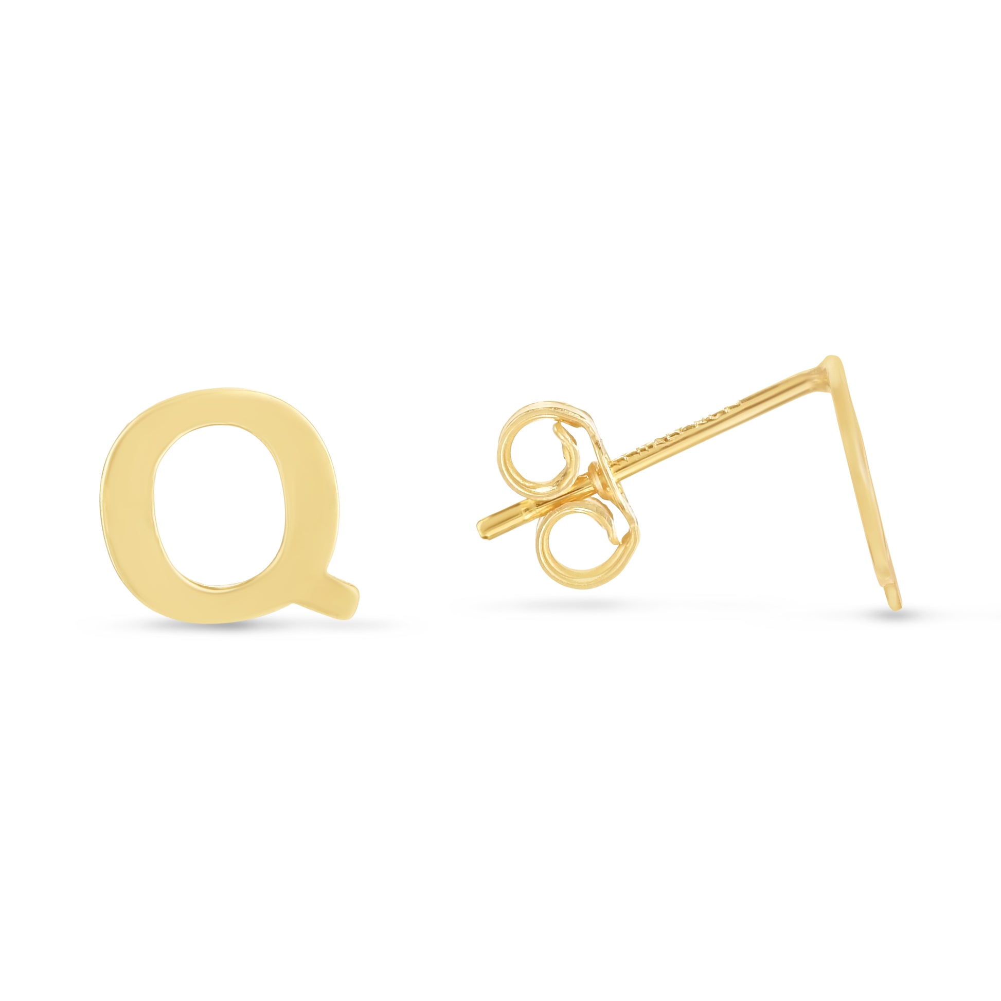 Royal Chain 14K Gold Initial Q Stud Earring ERQ11192