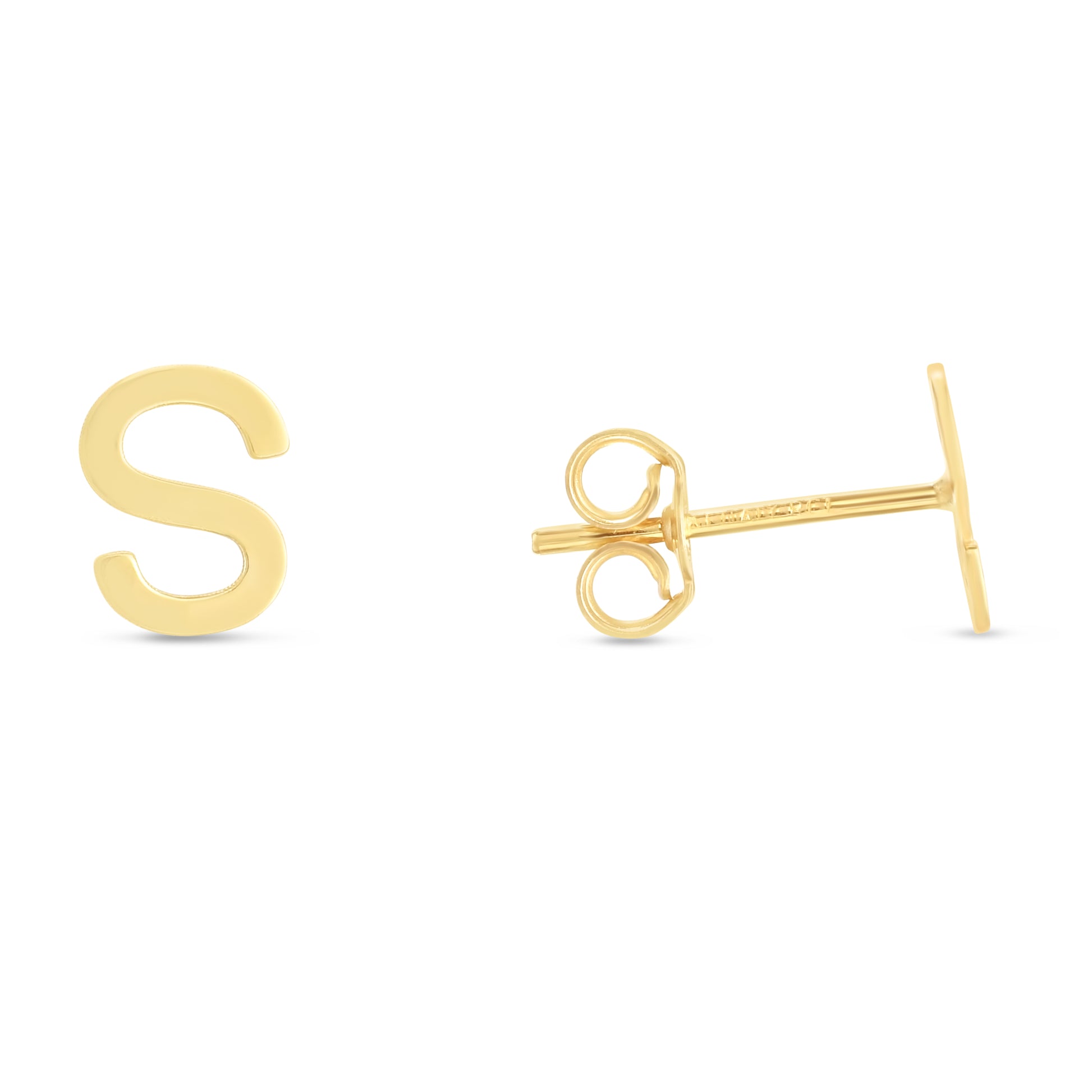 Royal Chain 14K Gold Initial S Stud Earring ERS11192