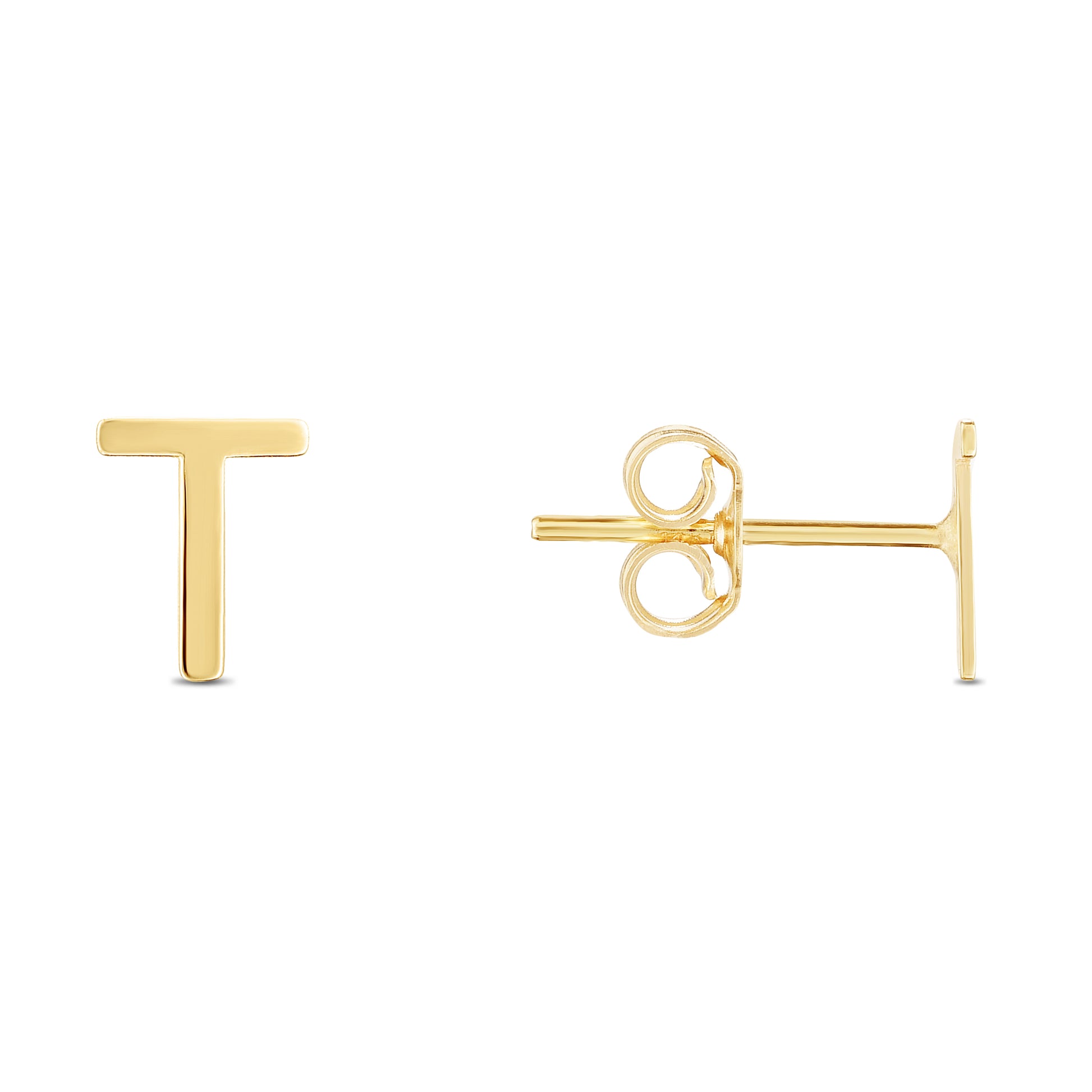 Royal Chain 14K Gold Initial T Stud Earring ERT11192