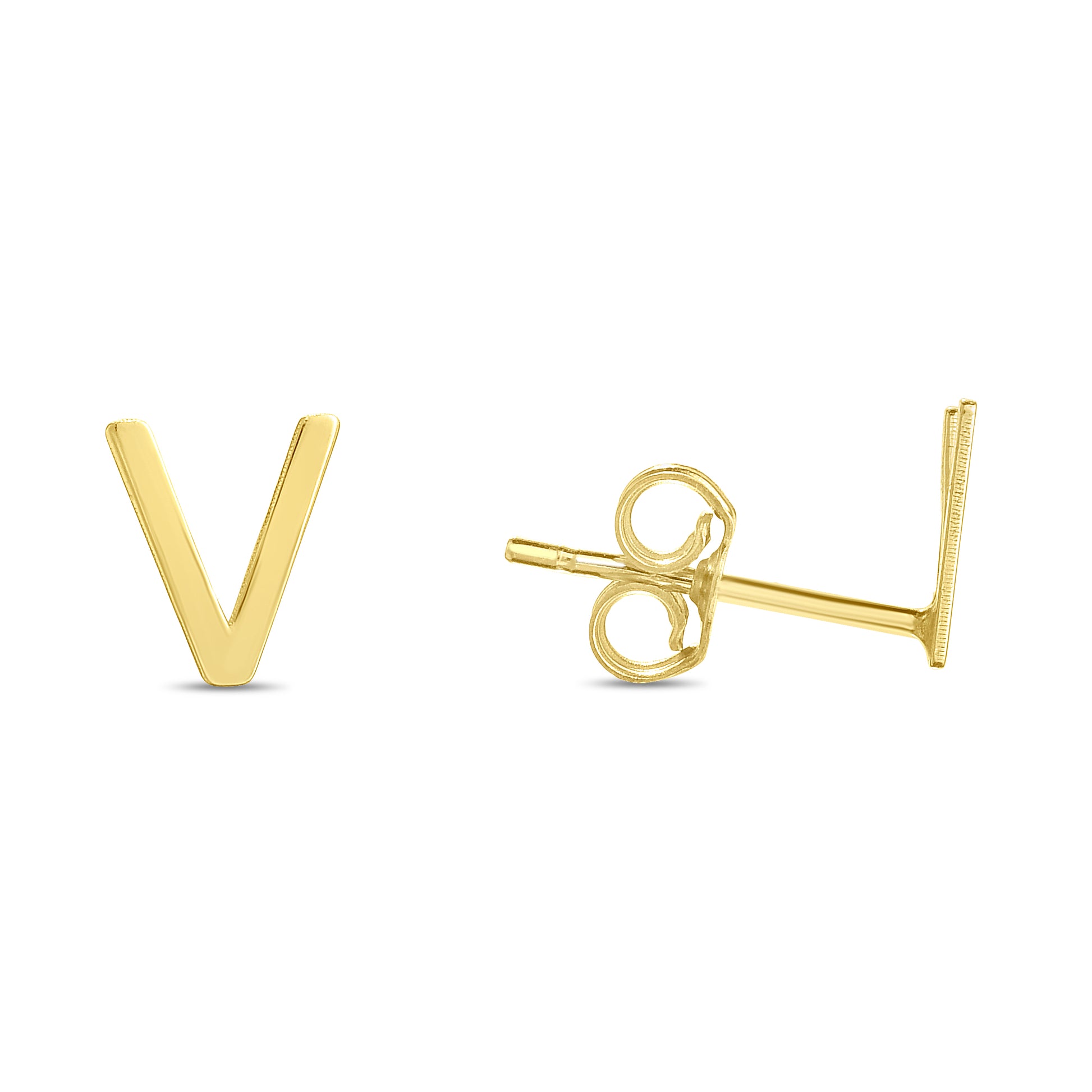 Royal Chain 14K Gold Initial V Stud Earring ERV11192