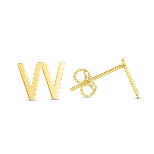 Royal Chain 14K Gold Initial W Stud Earring ERW11192