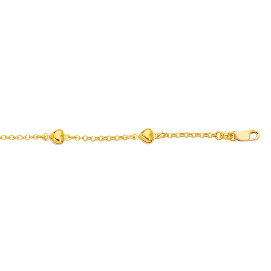 Royal Chain 14K Gold Heart Station Bracelet HT105