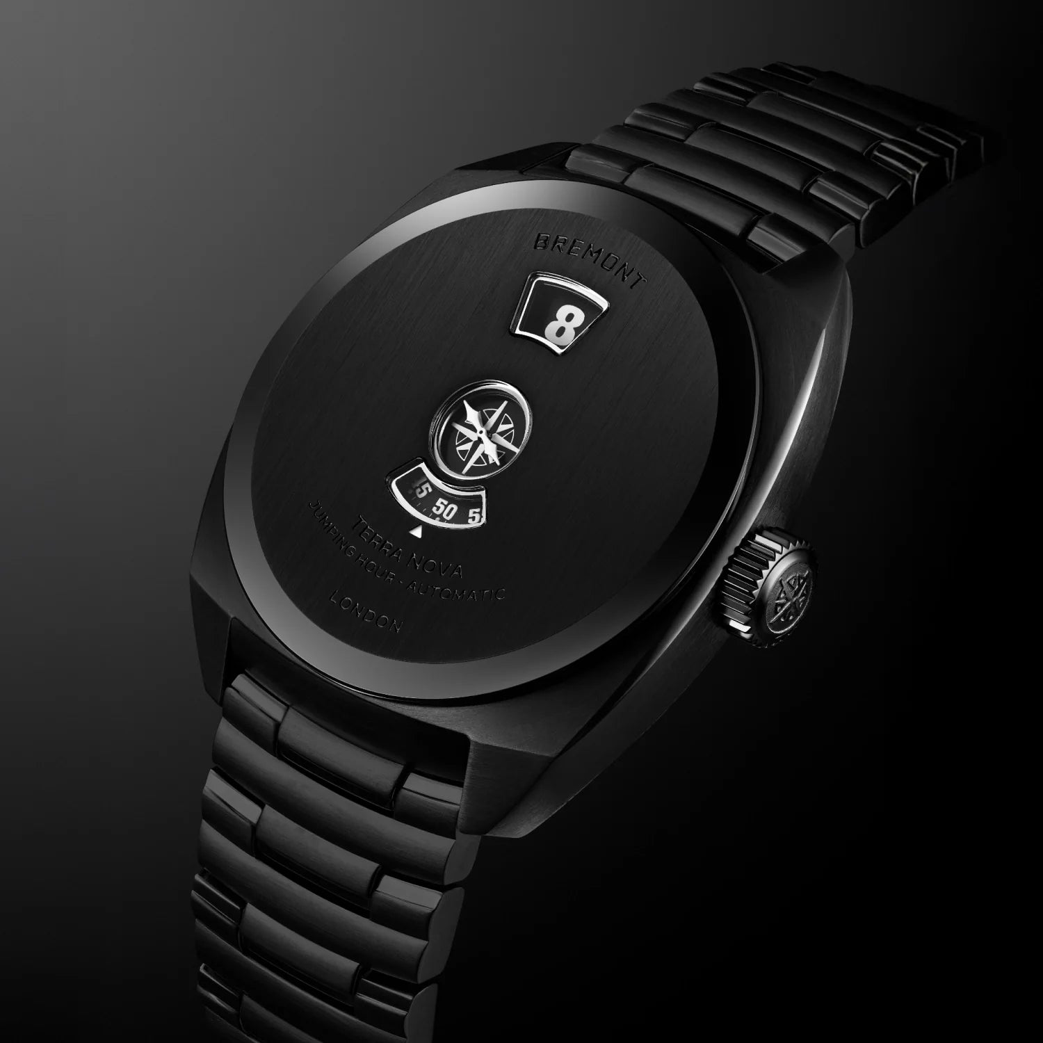 Bremont Terra Nova 38 Jumping Hour, Stealth Black TN38-JH-DLC-CC-B