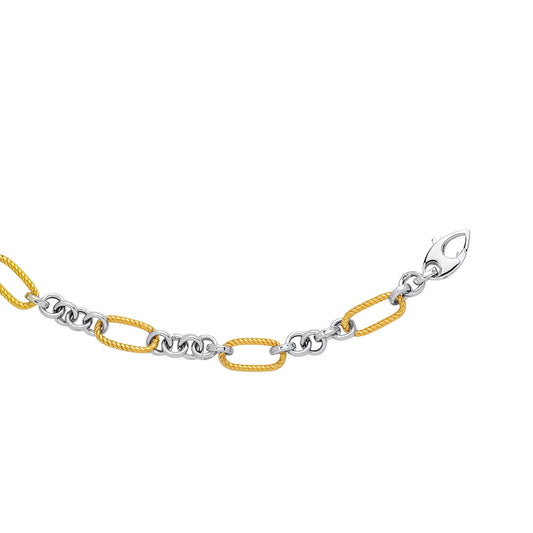 Royal Chain 14K Two-tone Gold Alternating Twisted Elongated Oval Rope Link Chain LK145