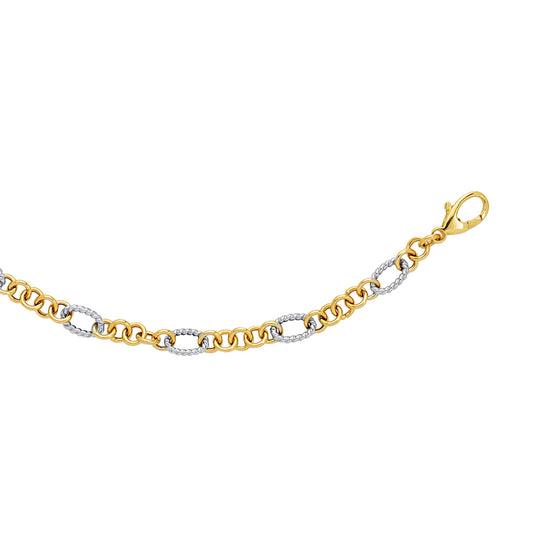 Royal Chain 14K Two-tone Gold Alternating Twisted Oval Rope Link Chain LK181