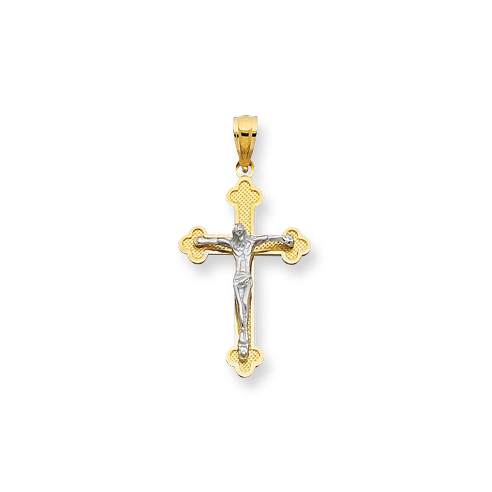 Royal Chain 14K Gold Small Scalloped Edge Crucifix Cross MD190