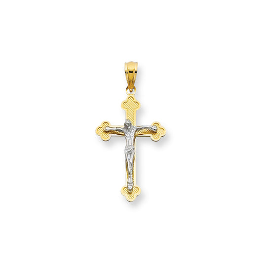 Royal Chain 14K Gold Small Scalloped Edge Crucifix Cross MD190