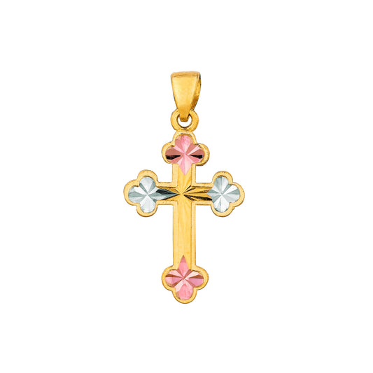 Royal Chain 14K Tri-color Gold Cross MD221