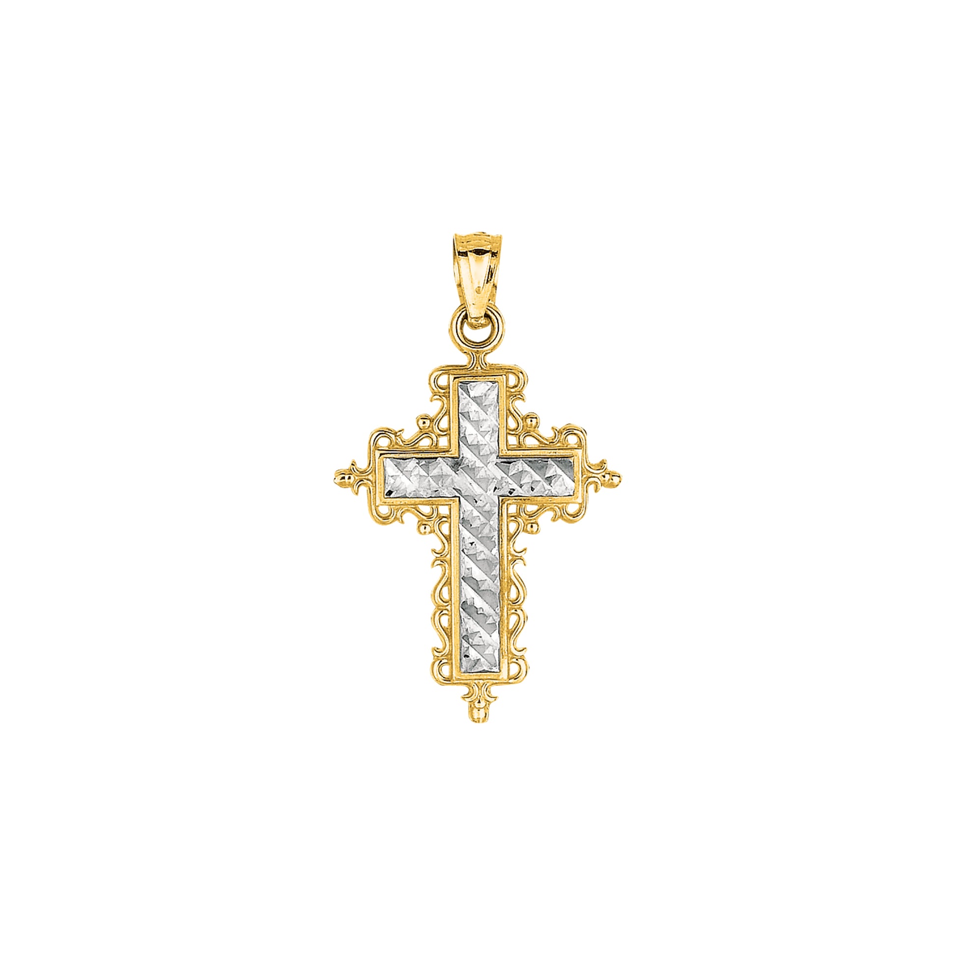 Royal Chain 14K Gold Small Diamond Cut Cross MD224