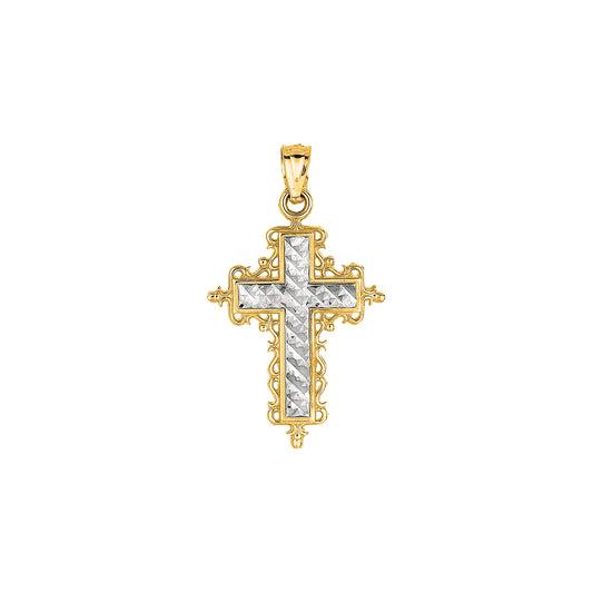 Royal Chain 14K Gold Small Diamond Cut Cross MD224