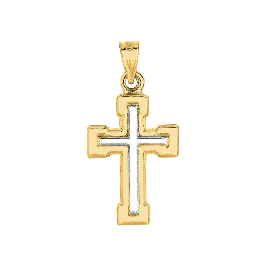 Royal Chain 14K Yellow & White Gold Cross MD229