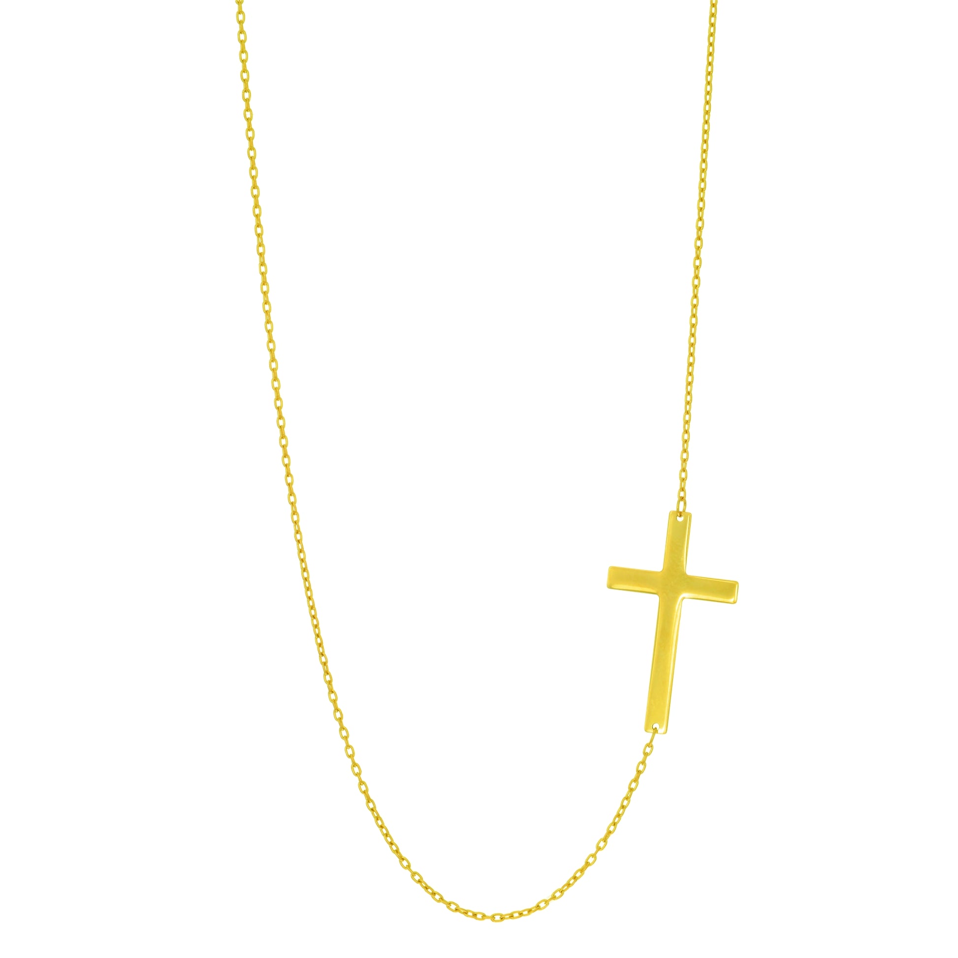 Royal Chain 14K Gold Flat Cross Necklace N2173