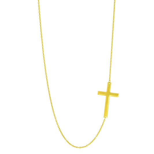 Royal Chain 14K Gold Flat Cross Necklace N2173