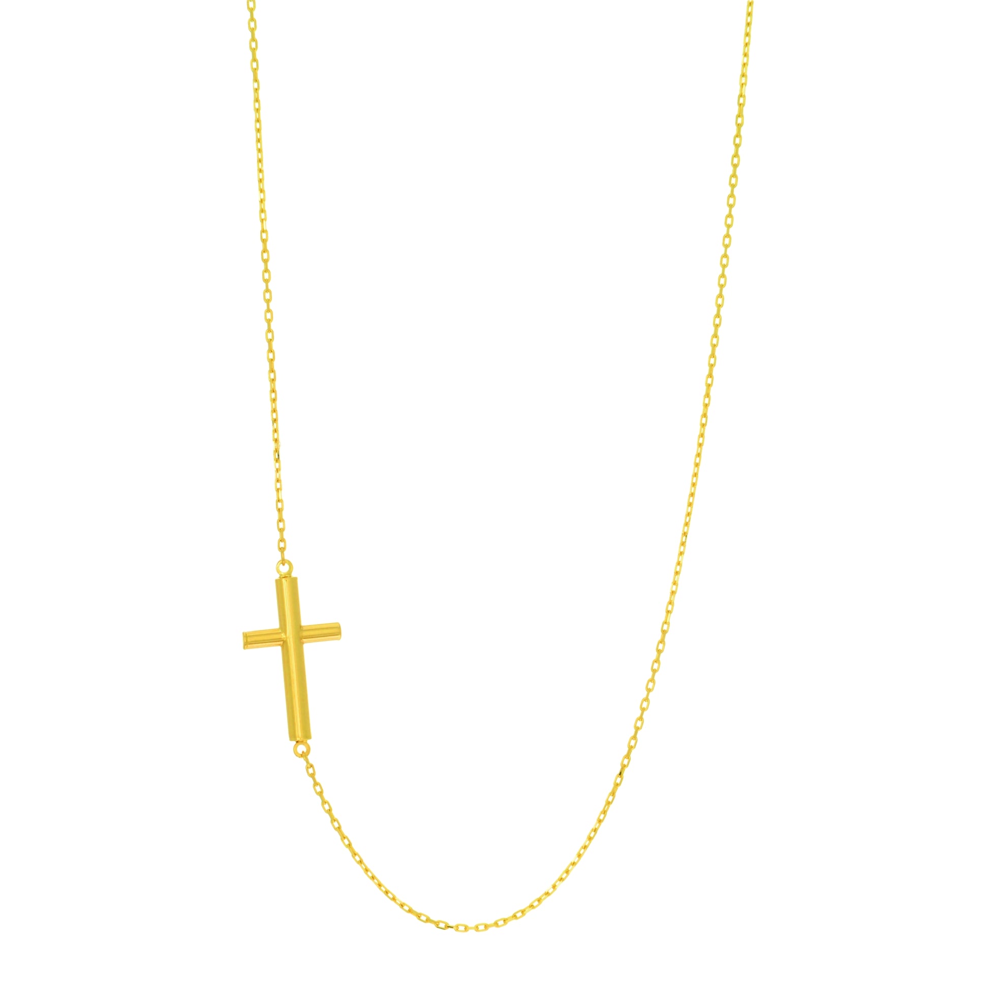Royal Chain 14K Gold Tube Cross Necklace N2197