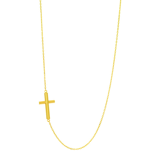 Royal Chain 14K Gold Tube Cross Necklace N2197