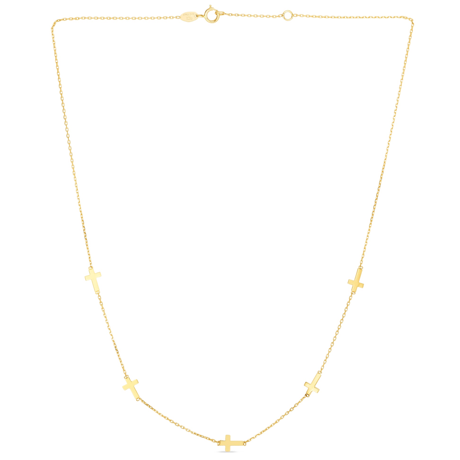 Royal Chain 14K Gold Cross Station Necklace N2531