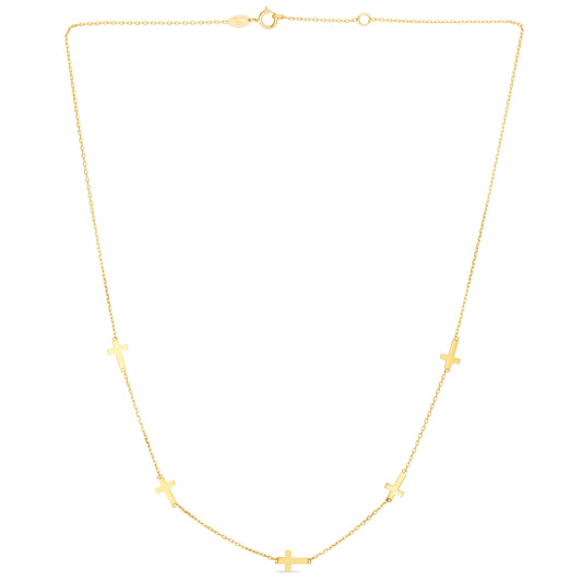 Royal Chain 14K Gold Cross Station Necklace N2531
