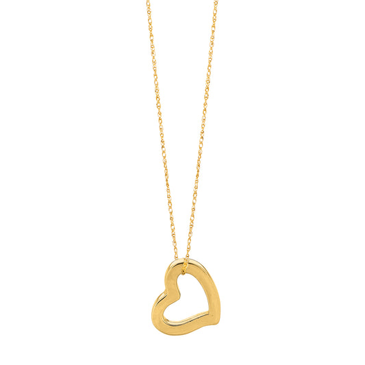 Royal Chain 14K Gold Polished Open Heart Necklace N290