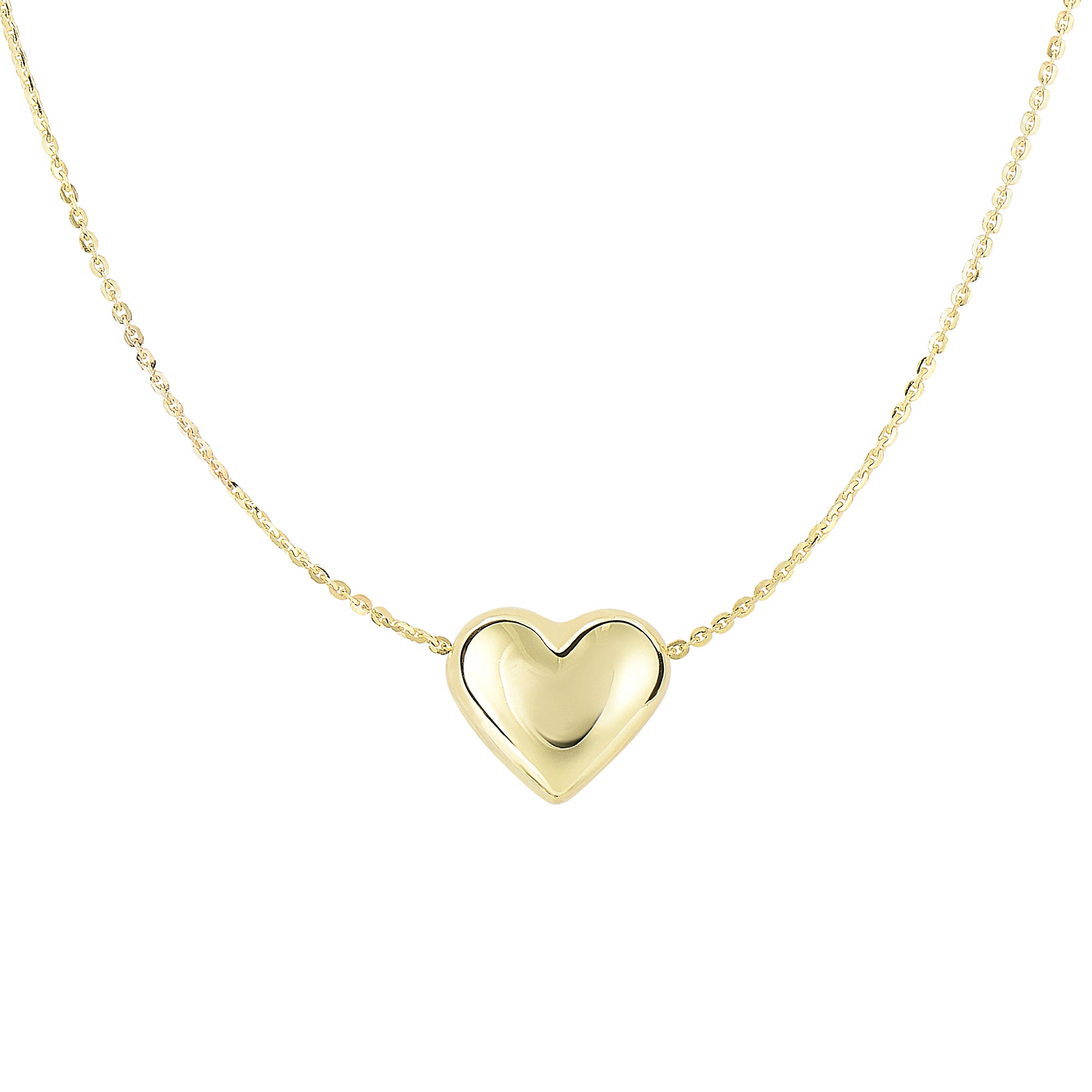 Royal Chain 14K Gold Polished Puffed Heart Necklace N2978