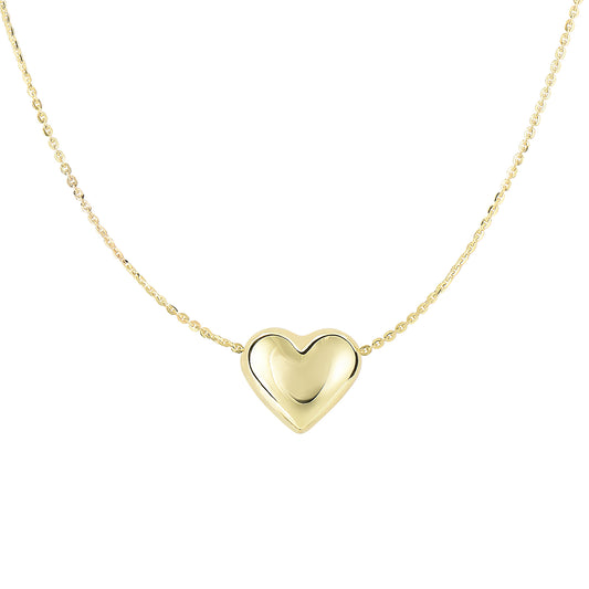 Royal Chain 14K Gold Polished Puffed Heart Necklace N2978