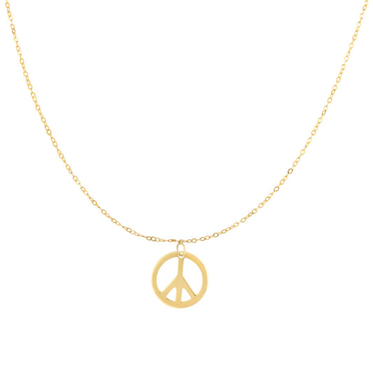 Royal Chain 14K Gold Polished Peace Sign Necklace N3652