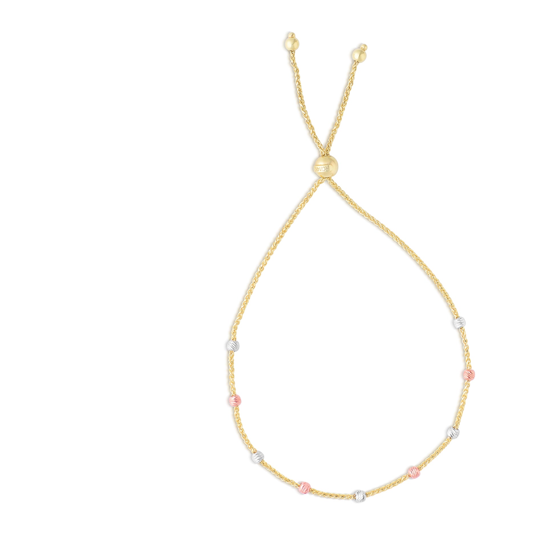 Royal Chain 14K Gold Stationed Beads Friendship Bracelet N3759