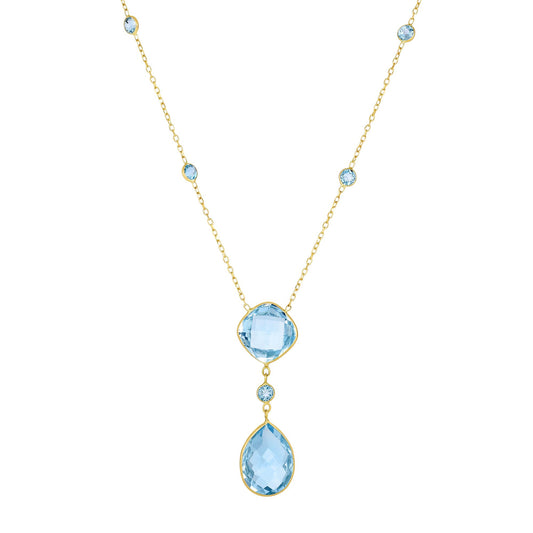 Royal Chain 14K Gold Blue Topaz Drop Necklace NCK1969