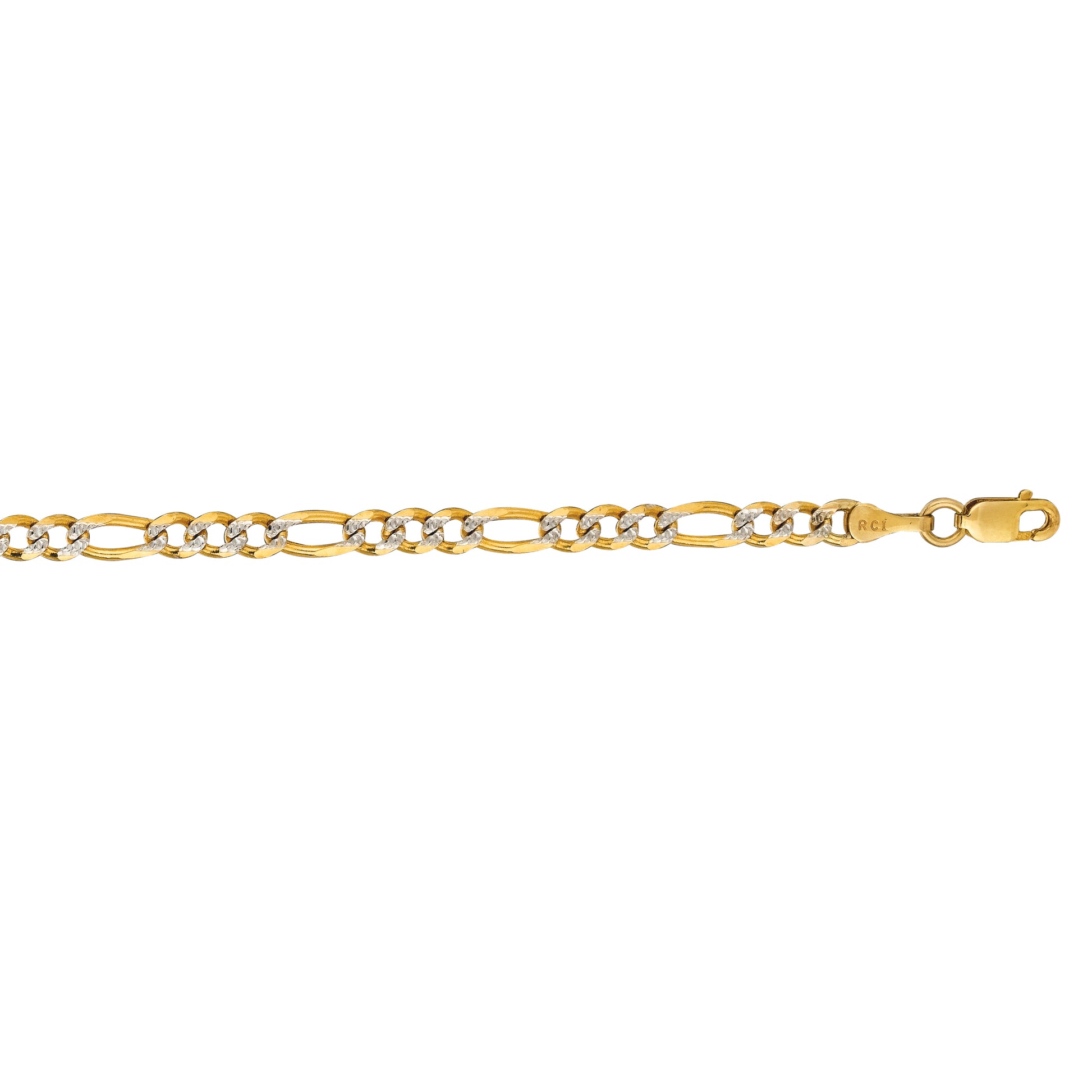Royal Chain 14K Gold 3.65mm White Pave Figaro Chain PAVE100