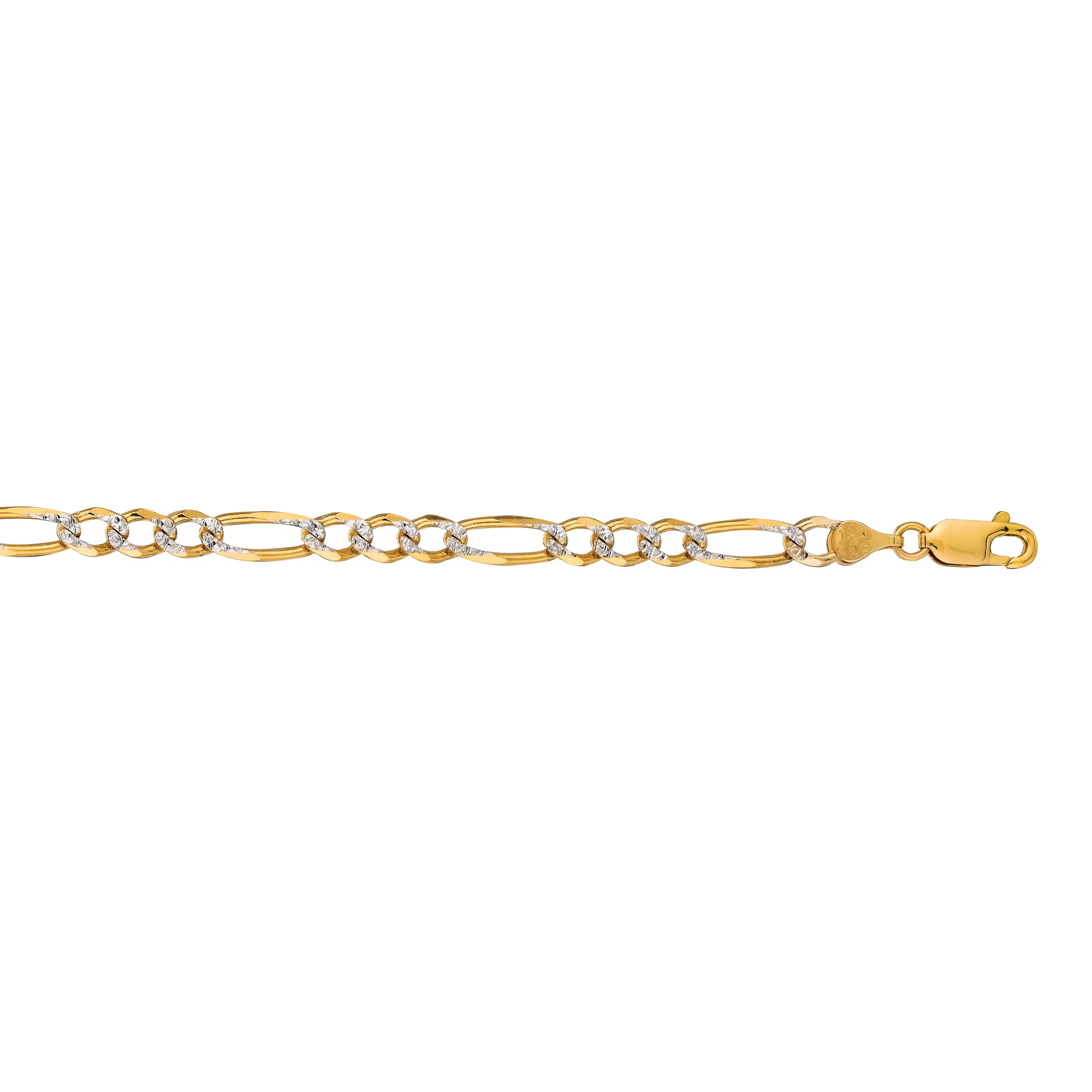 Royal Chain 14K Gold 4.75mm White Pave Figaro Chain PAVE120