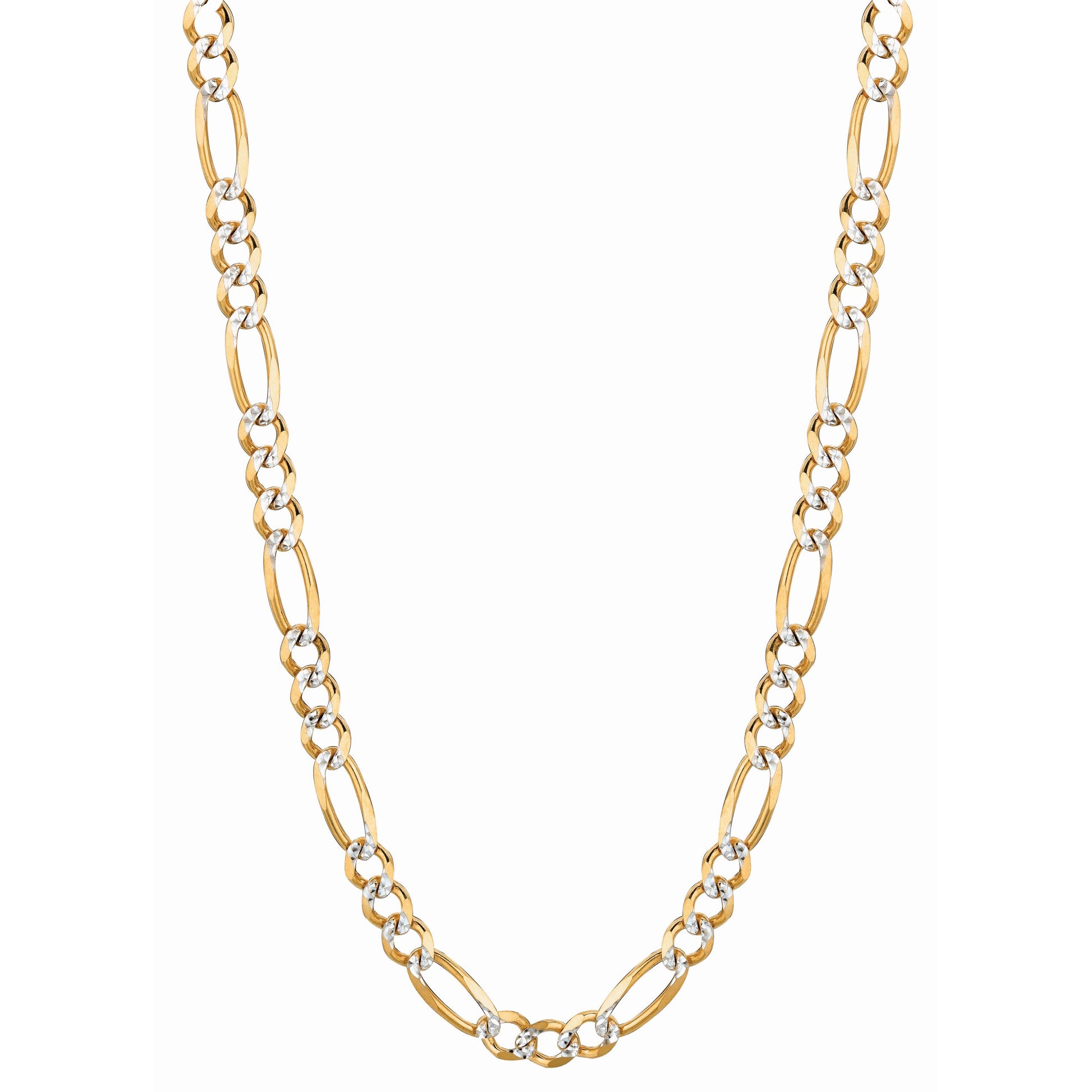 Royal Chain 14K Gold 5.8mm White Pave Figaro Chain PAVE140