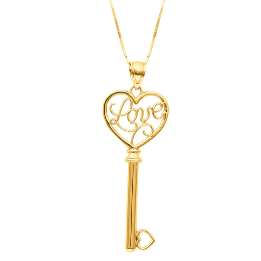 Royal Chain 14K Gold Polished Love Key Necklace PD101