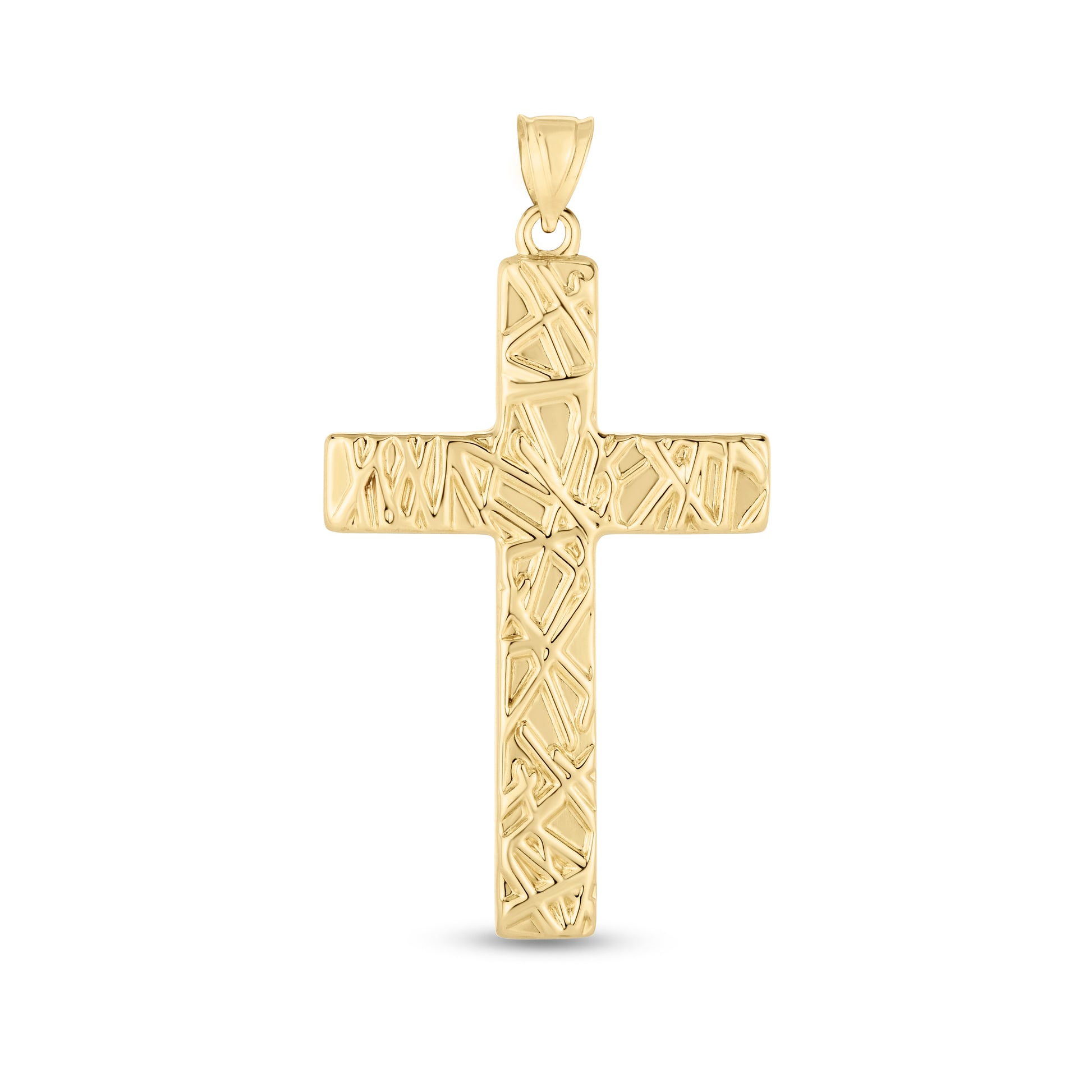Royal Chain 14K Gold Textured Cross Pendant PD3660