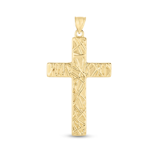 Royal Chain 14K Gold Textured Cross Pendant PD3660