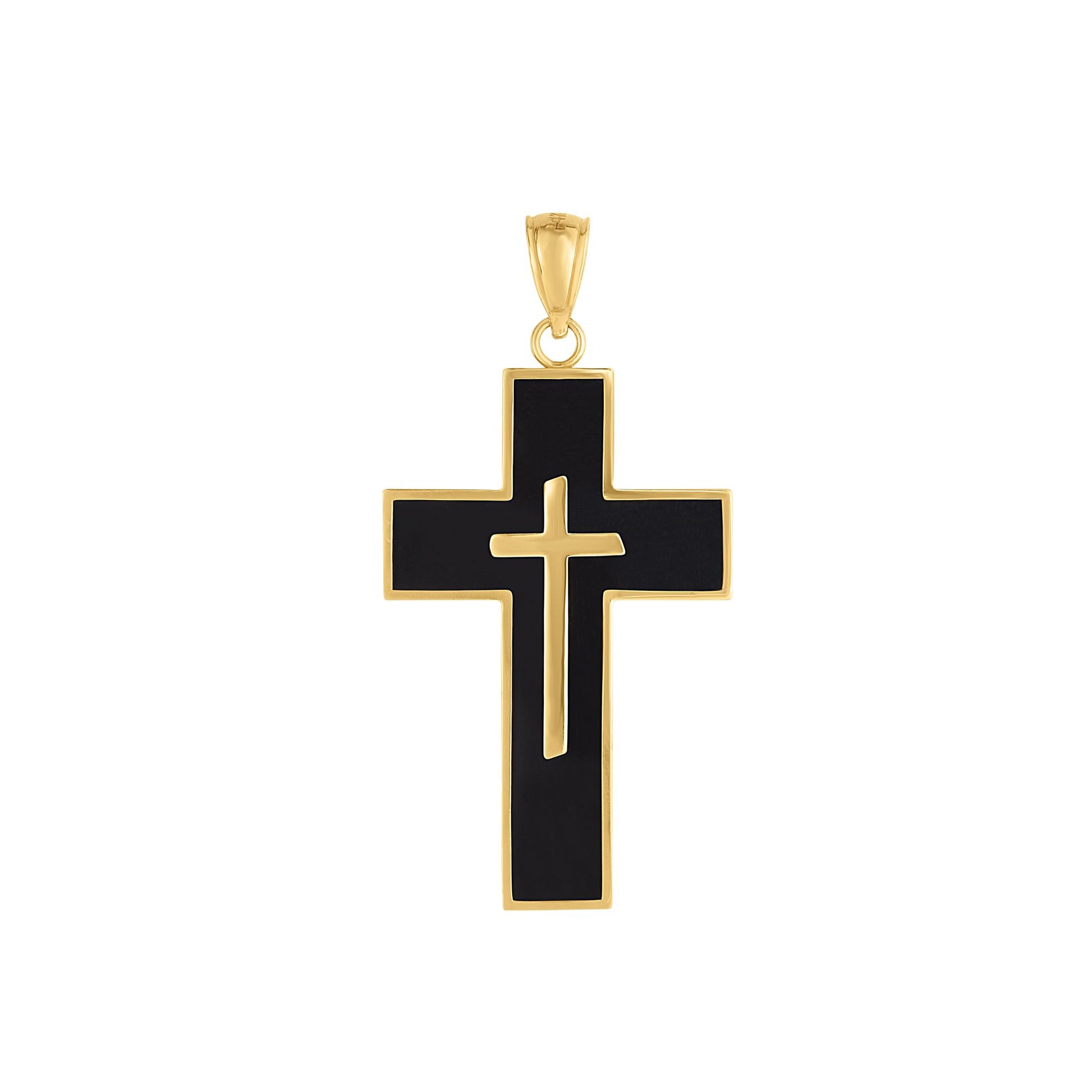 Royal Chain 14K Gold Black Enamel Cross PD8728