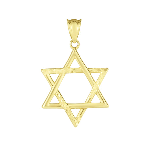 Royal Chain 14K Gold Polished & Diamond Cut Star of David PD9629