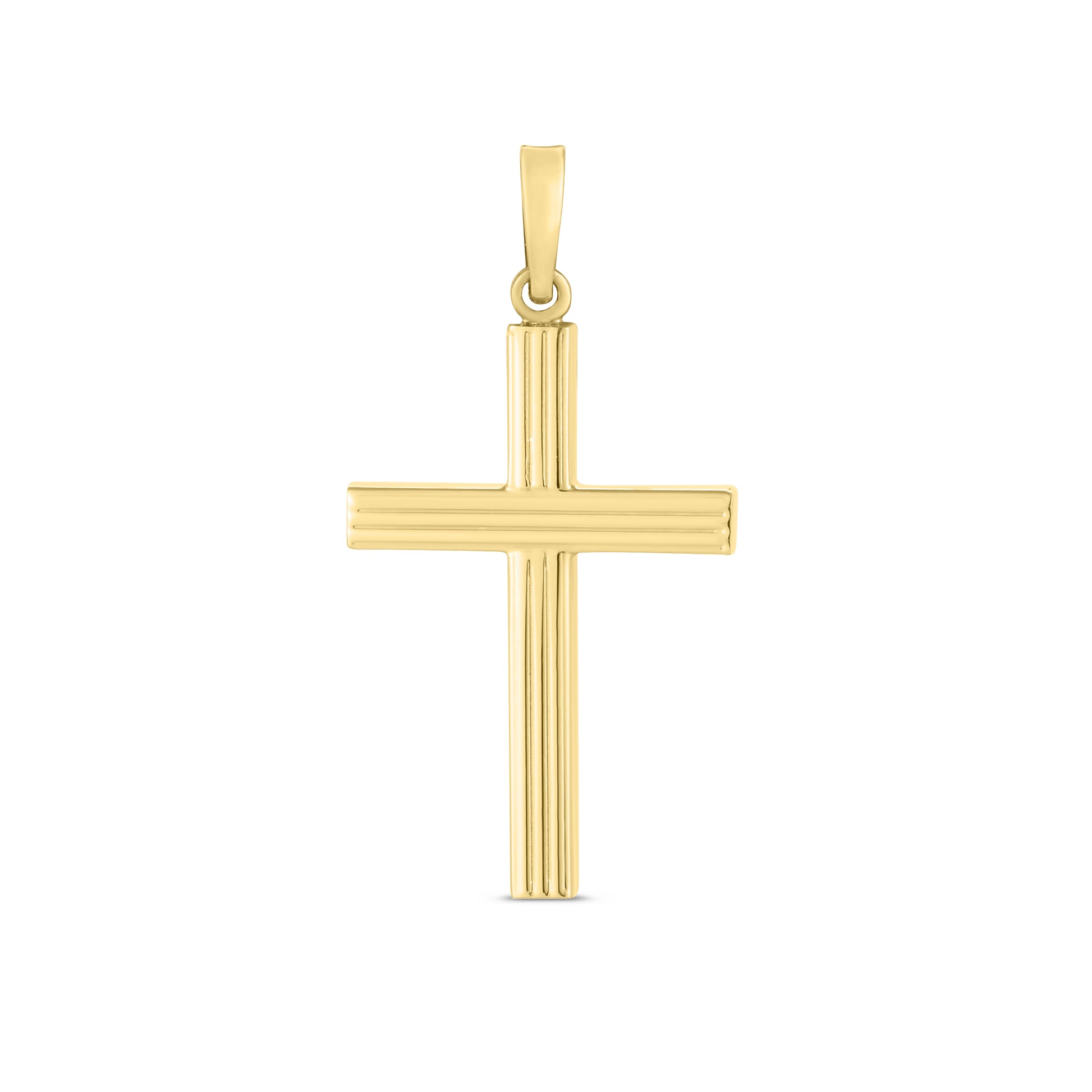 Royal Chain 14K Gold Ribbed Cross Pendant PD9919
