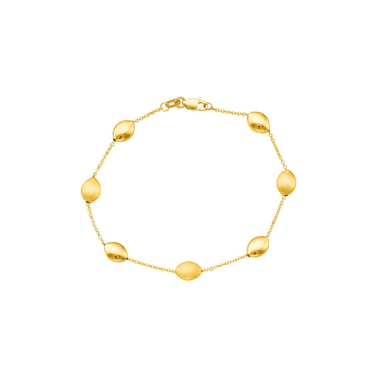 Royal Chain 14K Tri-color Gold Satin Pebble Strand Necklace PEB104