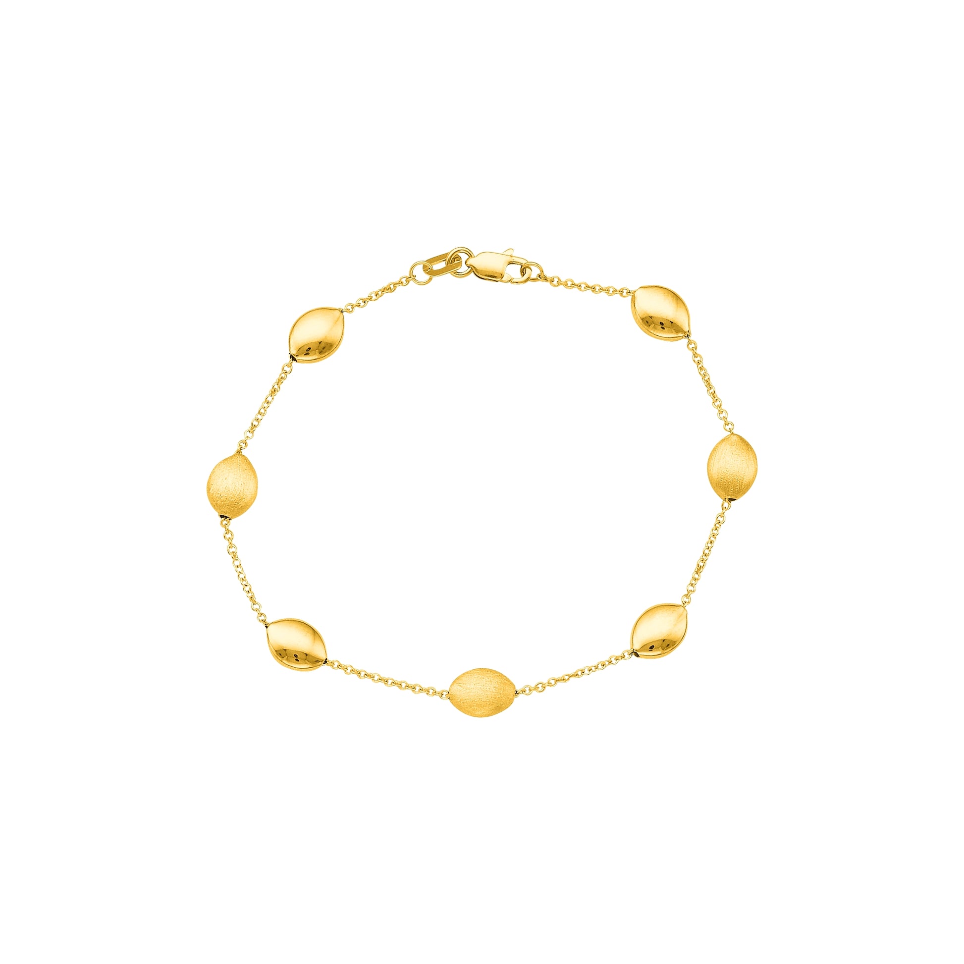 Royal Chain 14K Tri-color Gold Satin Pebble Strand Bracelet PEB104