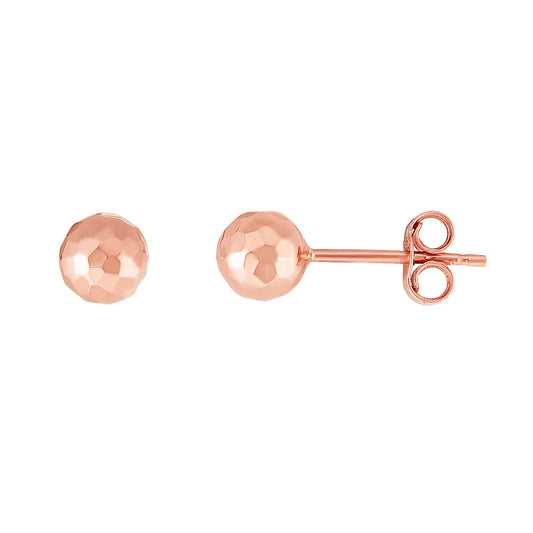 Royal Chain 14K Gold 5mm Faceted Post Earring PER10396